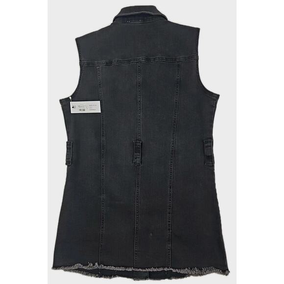 TRIBAL JEANS ~Woman Size SPetite~ Black Denim Jean Jacket Vest Stretch NWT $144. - Picture 6 of 14